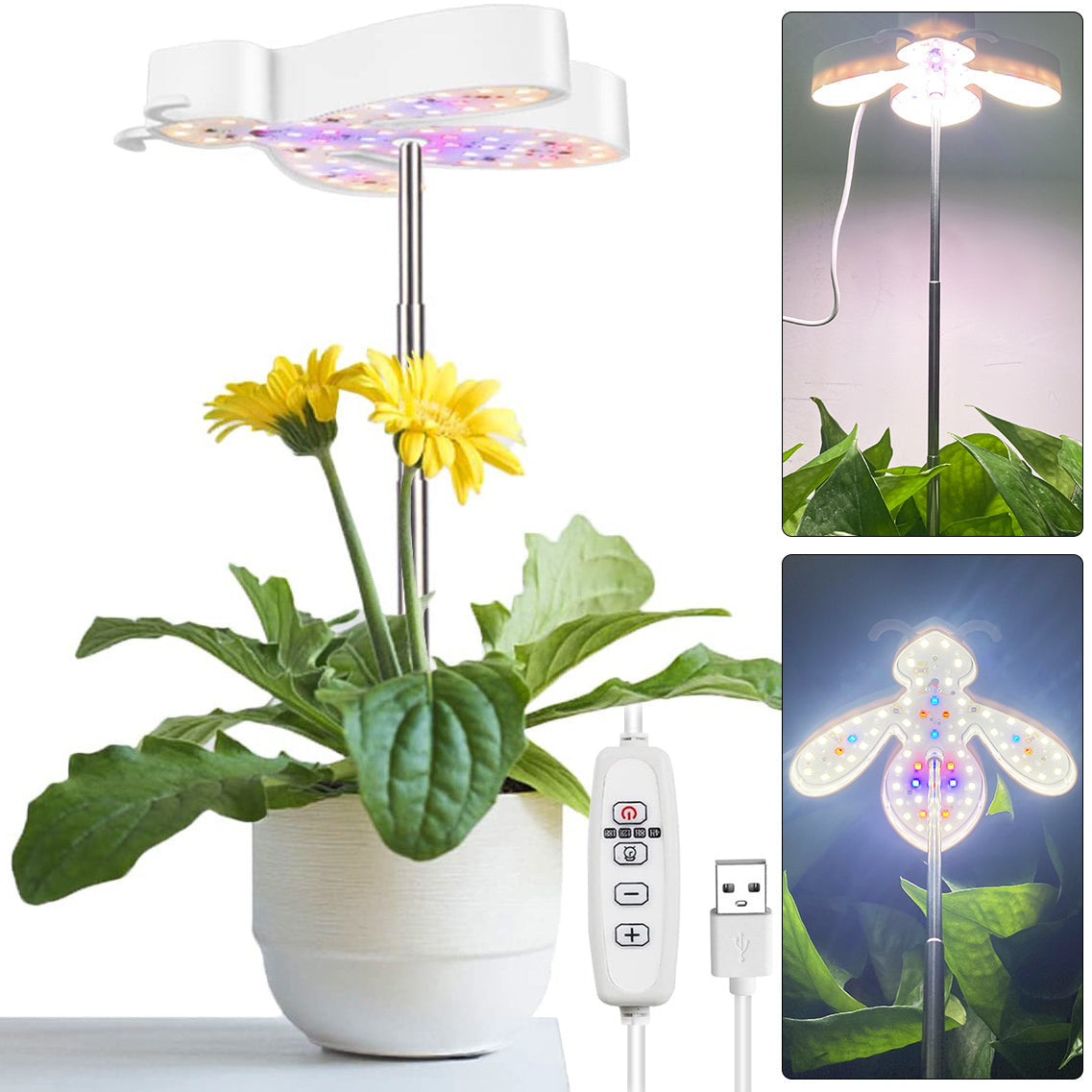 Cute Bee Shape LED Grow Lights for Indoor Plants Seedlings and Herbs view 2