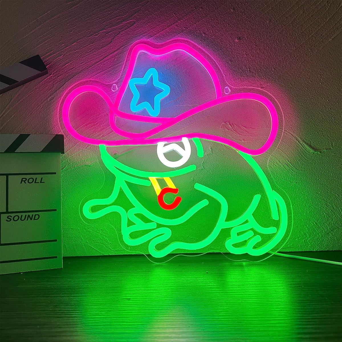 Frog Cowboy Neon Signs LED Lamp for Bedroom Bar and Wall Decor view 2