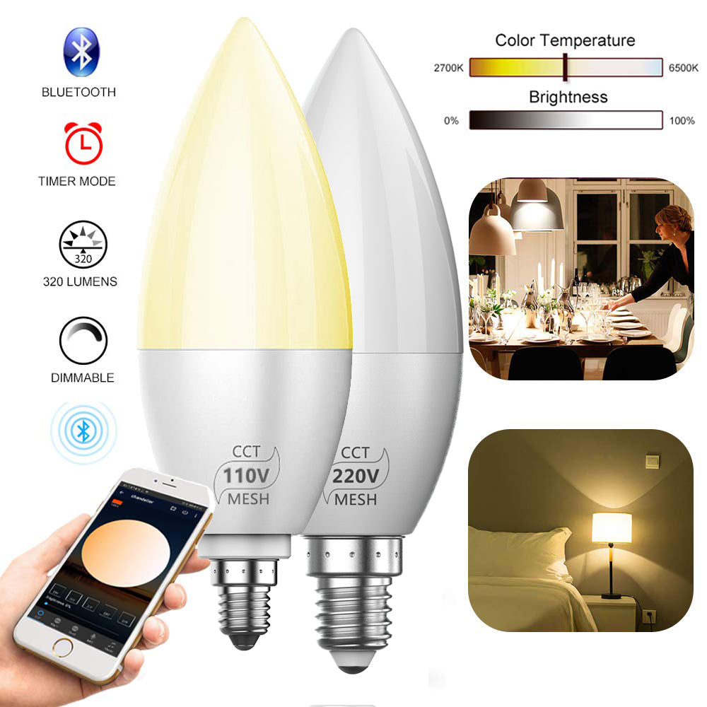 E12 E14 Bluetooth Smart LED Chandelier Candle Light Bulb for Home view 2
