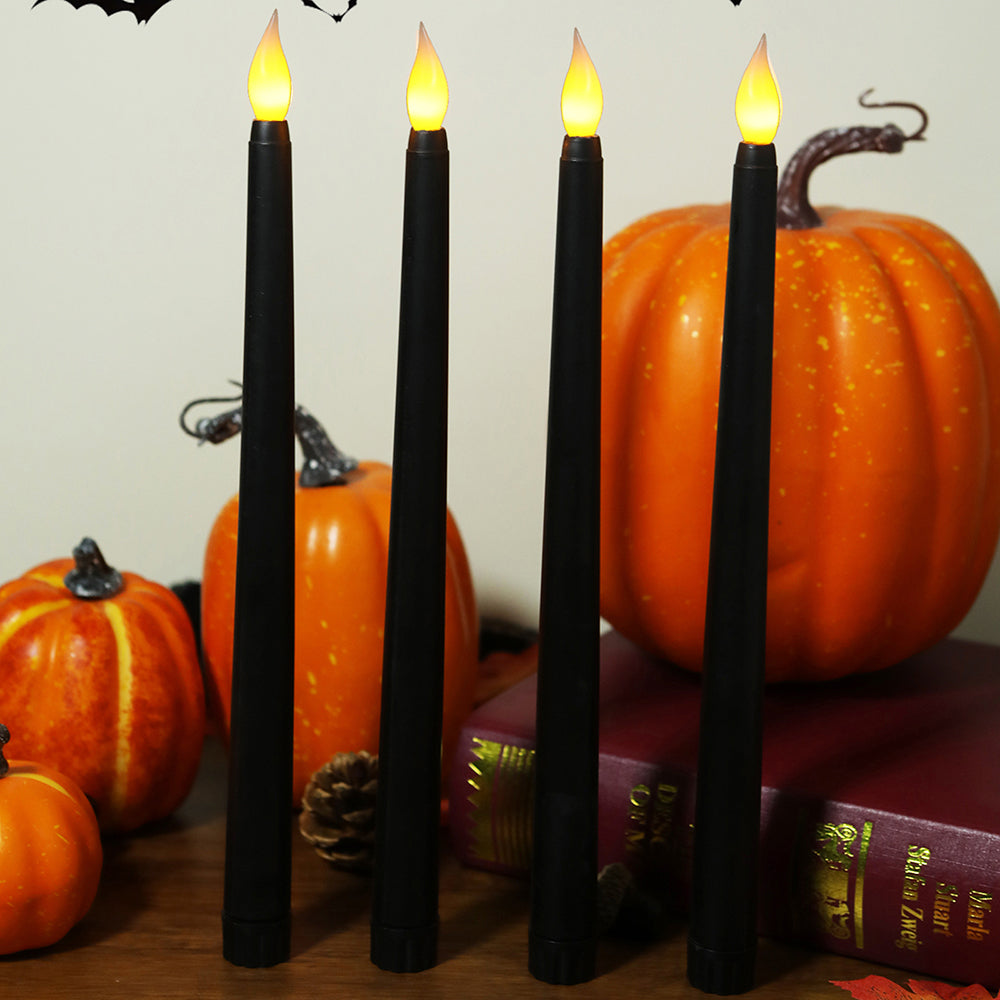 2Pack Black Flameless LED Taper Candles Lights for Home Decor view 2