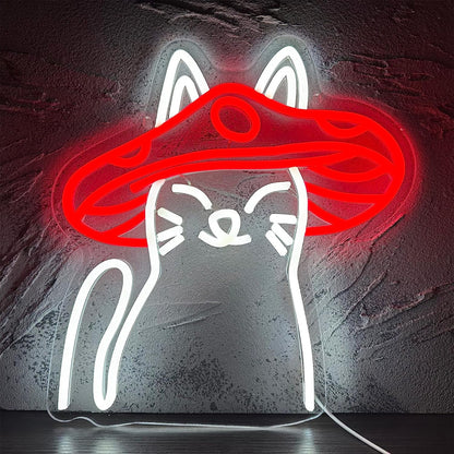 LED Neon Signs Mushroom Cats for Bedroom Kids Room and Wall Decor view 2