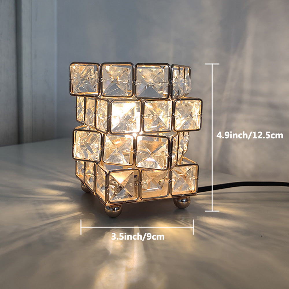 Crystal Night Light Table Lamp for Bedroom Nightstand and Desk
