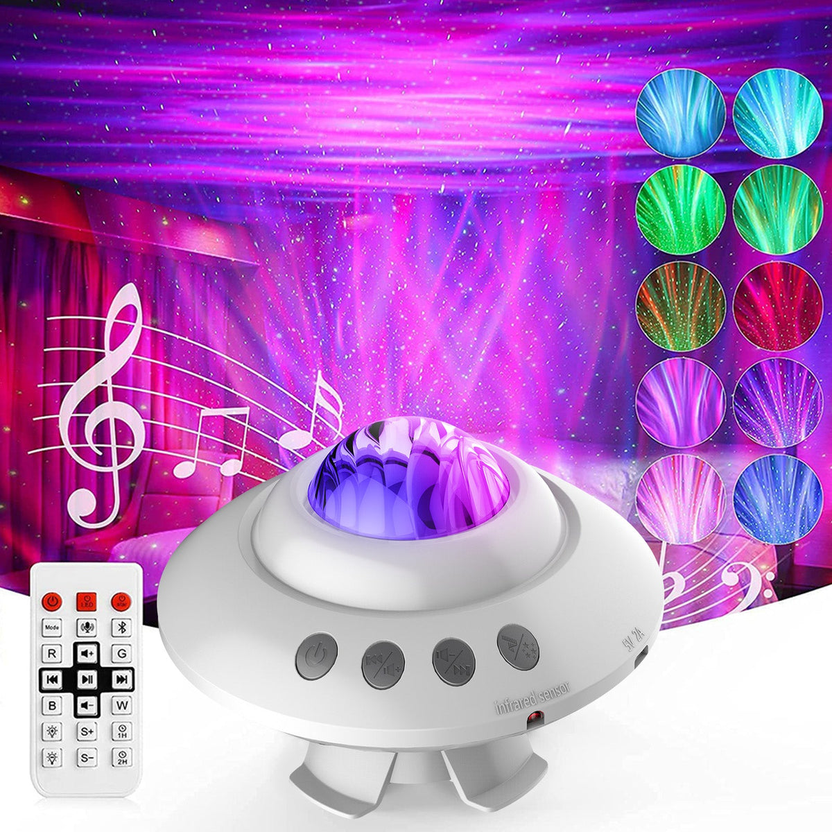 UFO Aurora Star Projector Night Light Lamp for Bedroom Ceiling view 2