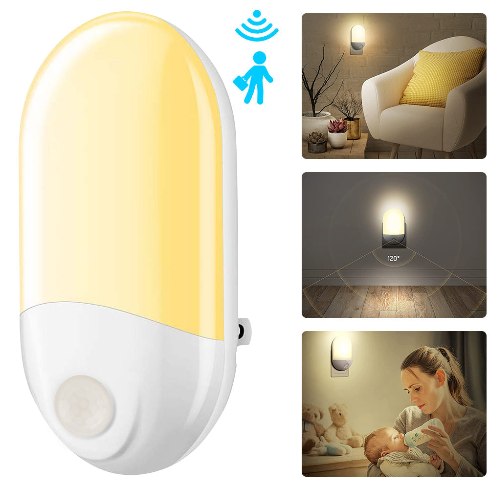 Wall Plug in PIR Motion Sensor LED Night Light Lamp for Bedroom view 2