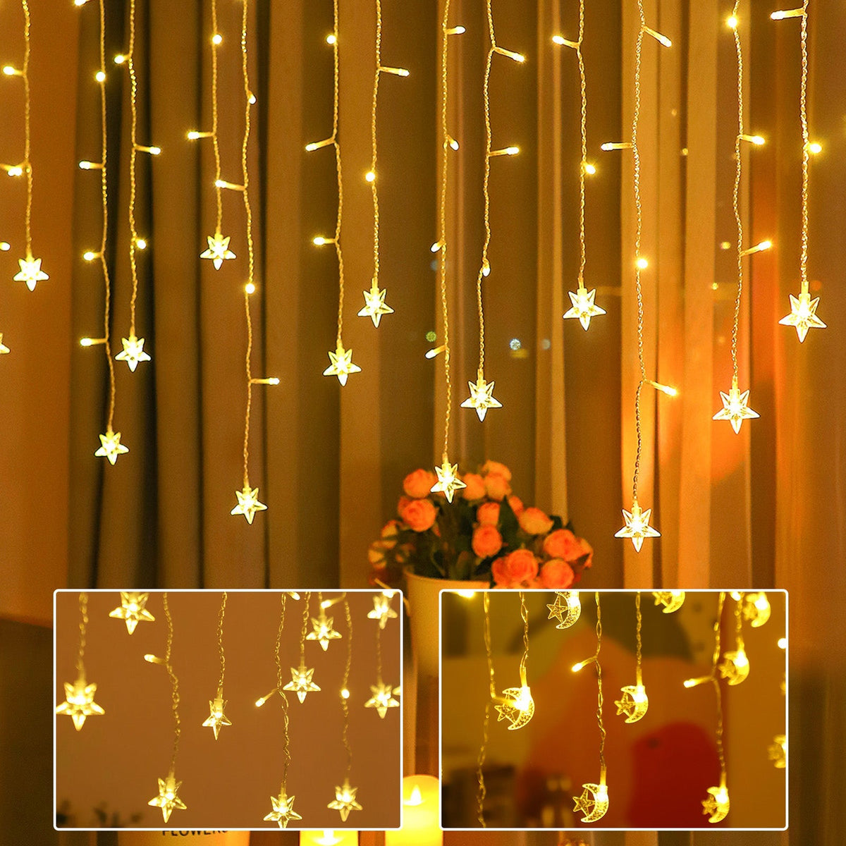 LED Curtain Icicle String Light 3M 96LEDs for Window and Party Decor view 2