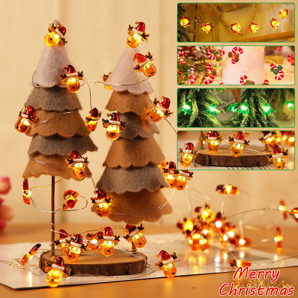 Copper Wire LED String Lights Christmas Pattern for Bedroom Decor view 2