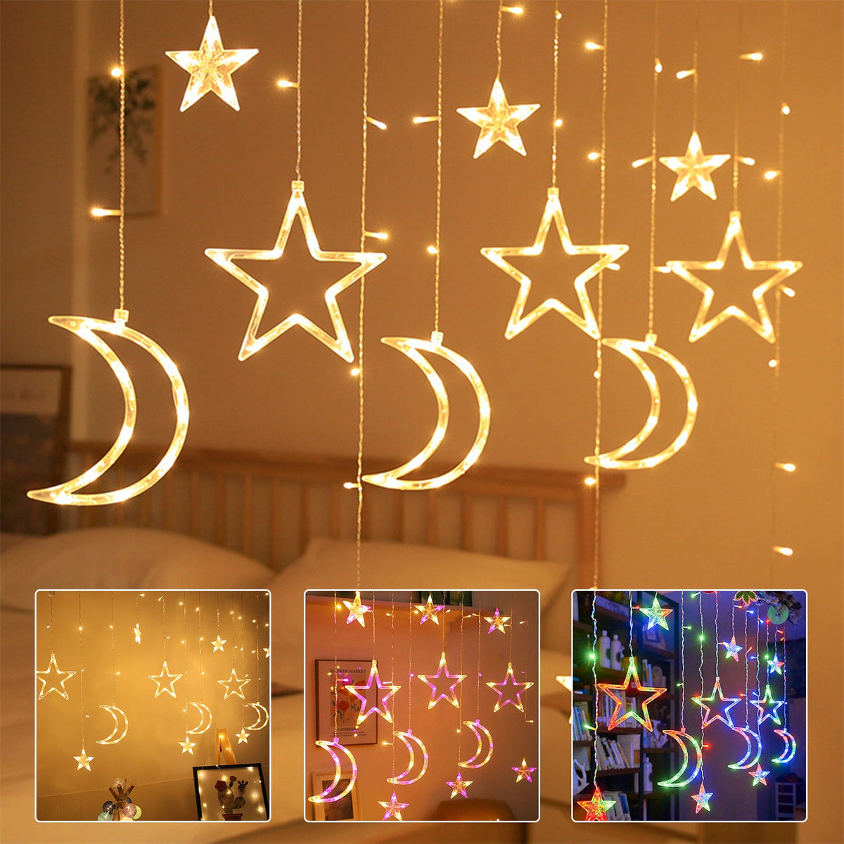 Waterproof LED Curtain Icicle String Light 3M 120LEDs for Window Decor view 2