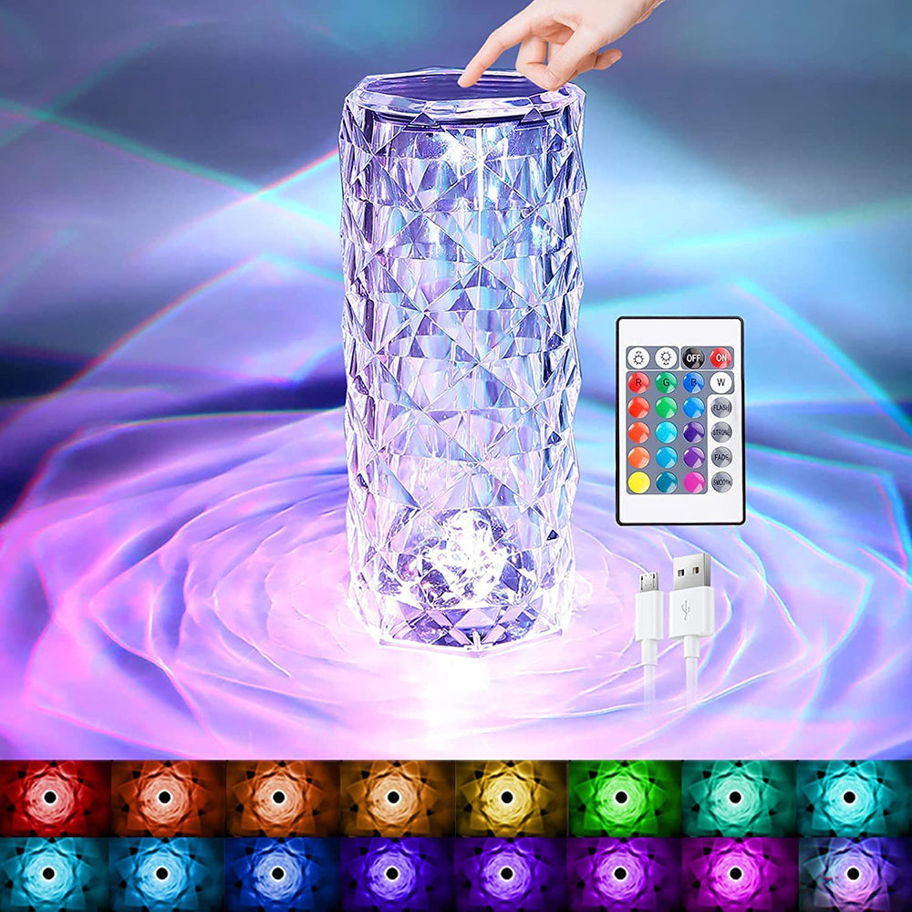 Crystal Table Lamp Rechargeable Night Light for Bedroom and Desk view 2