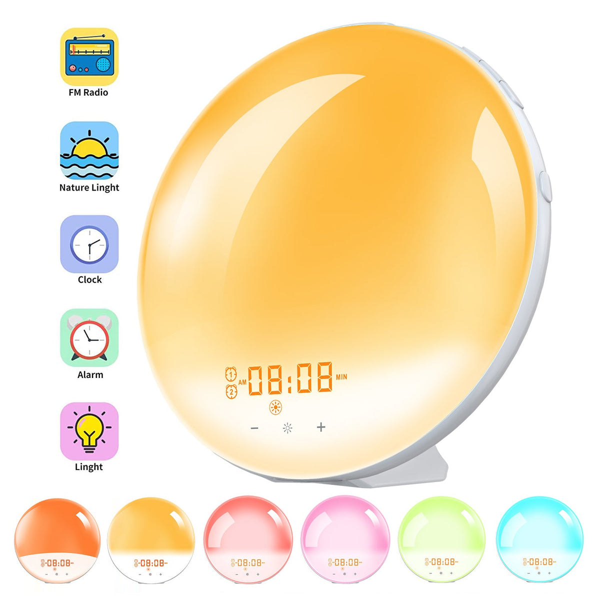 Sunrise Alarm Clock Wake up Light for Bedroom and Nightstand view 2