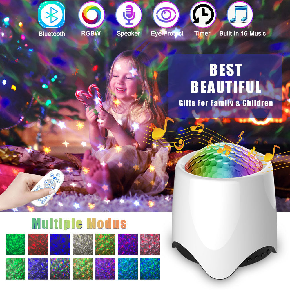 LED Star Wave Galaxy Projector Bluetooth Speaker for Bedroom Ceiling view 2