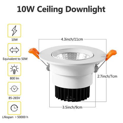 LED Downlight COB Recessed Ceiling Light 3W 10W Fixture for Bedroom view 4