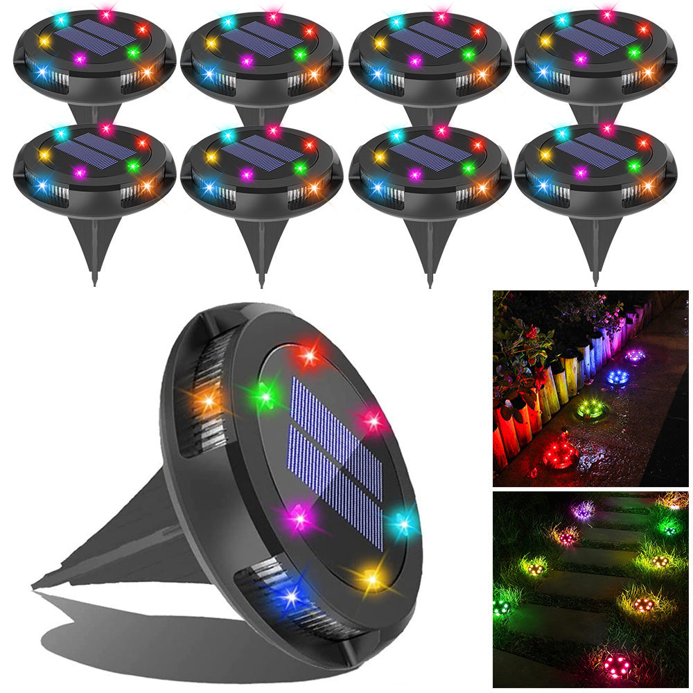 Outdoor Solar Garden 10 LED Disk Lights for Lawn Yard and Patio view 2