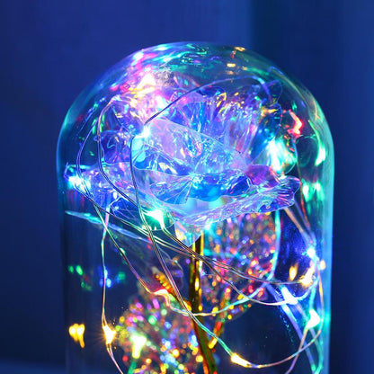 Romantic Rose in Glass Dome with LED Fairy String Lights for Bedroom view 3