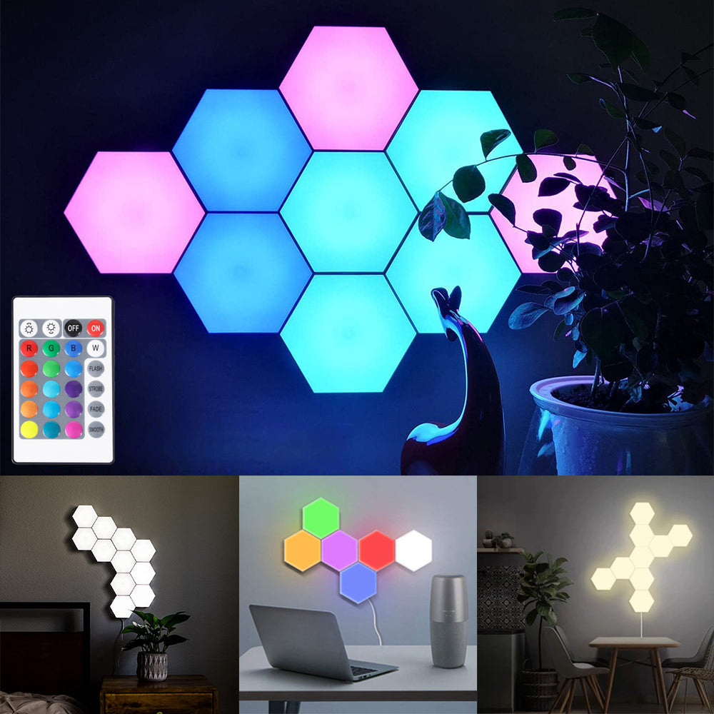 RGB Hexagon Wall Lights for Gaming Room Bedroom and Living Room