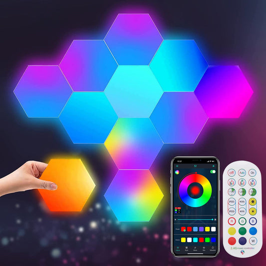 LED Smart Hexagon Lights Table and Wall Lights for Bedroom and Hallway