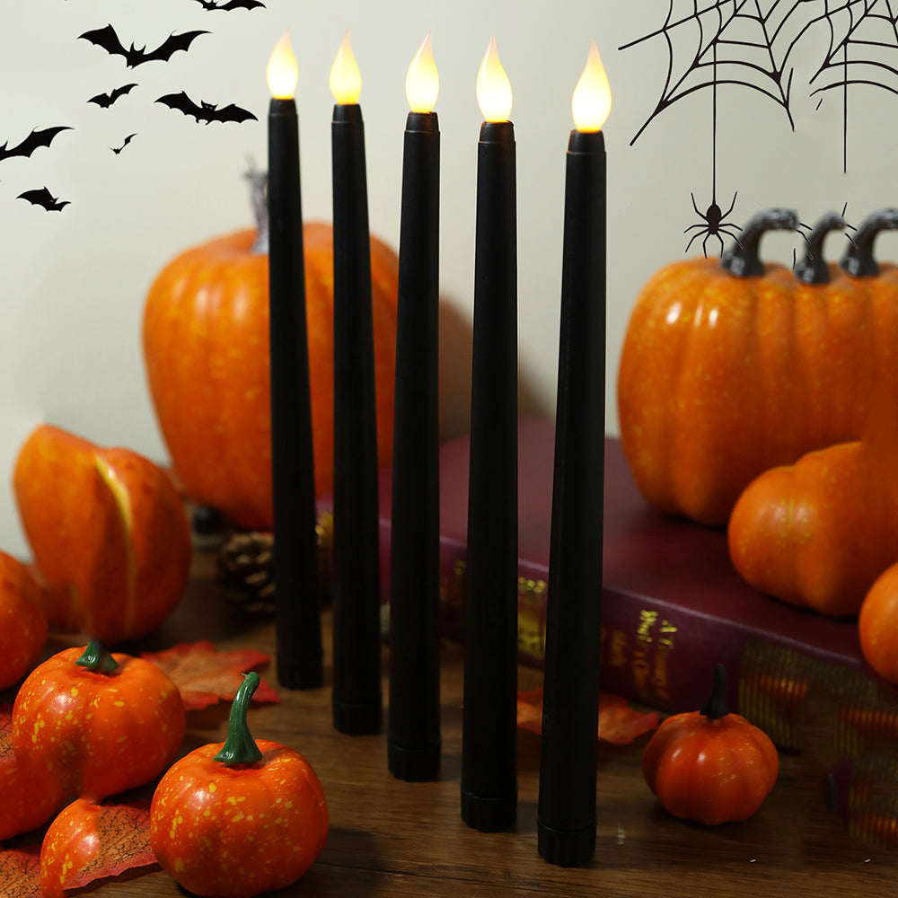 2Pack Black Flameless LED Taper Candles Lights for Home Decor