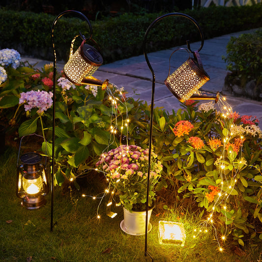 Solar Watering Can with Lights Decorative Garden Stake for Yard