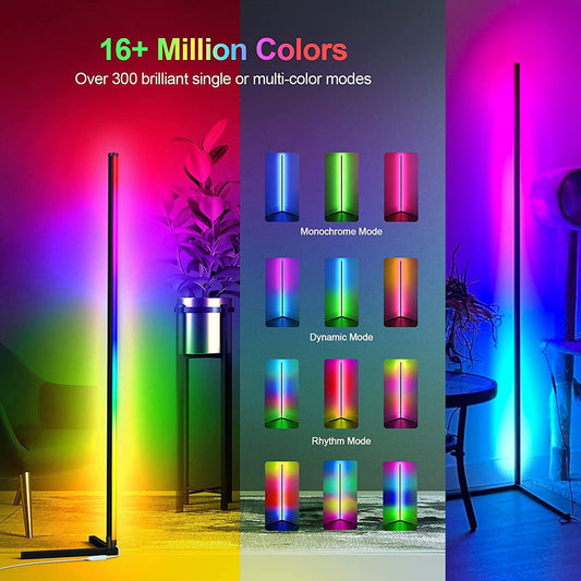 LED Corner Floor Lamp RGB Color Changing for Living Room and Bedroom