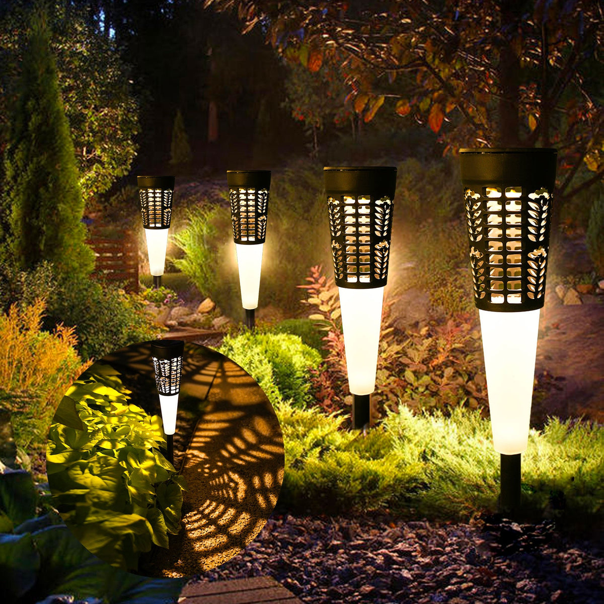Waterproof LED Solar Pathway Lights RGB Warm White for Garden Yard