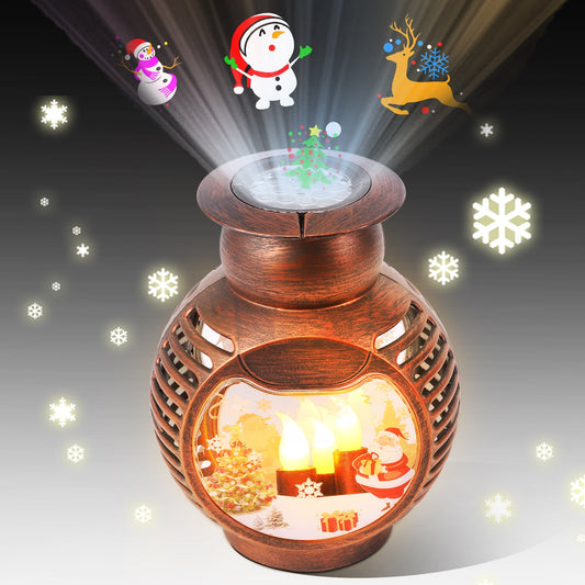Christmas Snow Globe Lantern for Home Garden and Patio Decor