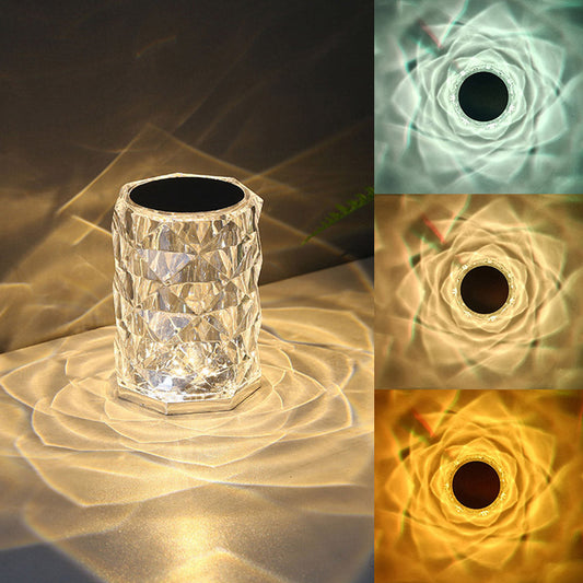 LED Rose Crystal Table Lamp for Bedroom Nightstand and Desk Decor