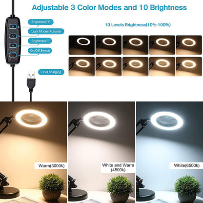 Magnifying Glass with Light and Stand 8 Diopter 2 in 1 Desk Lamp view 4