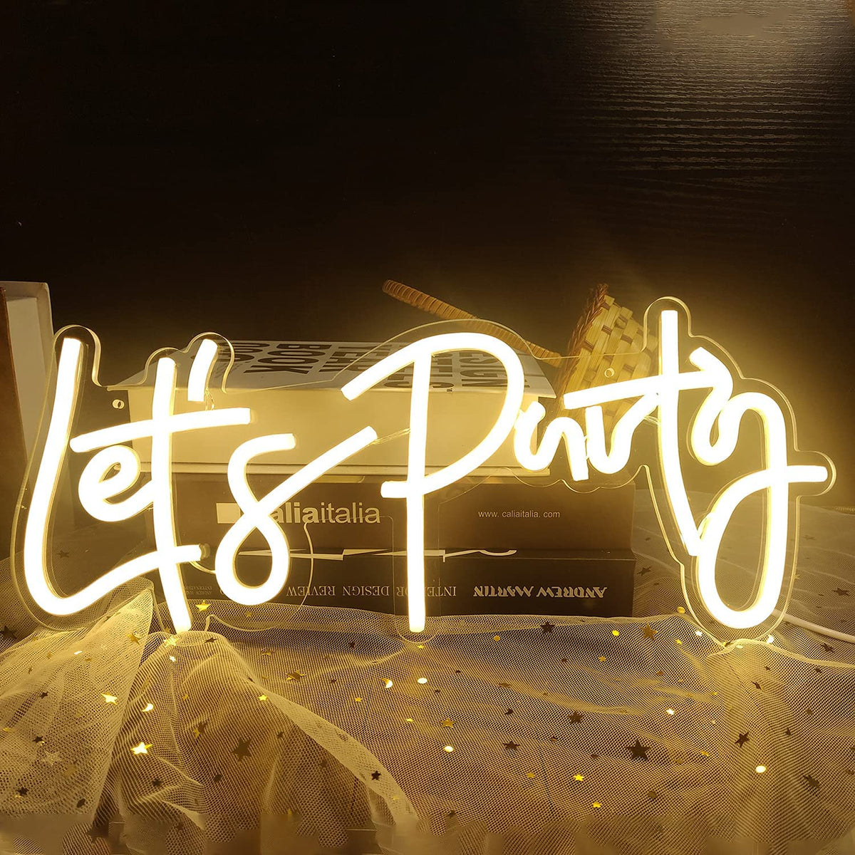 LED Neon Light Sign Let's Party for Bar Game Room and Wall Decor