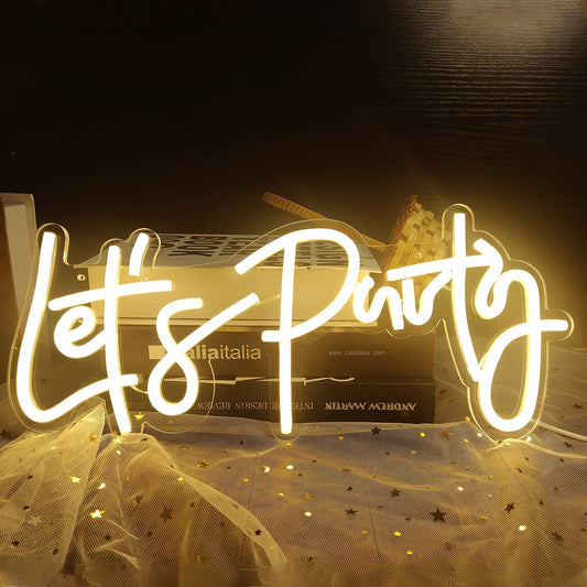LED Neon Light Sign Let's Party for Bar Game Room and Wall Decor