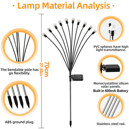Solar Garden Lights 6 8 10 Bulbs 2 Pack for Lawn Yard and Patio