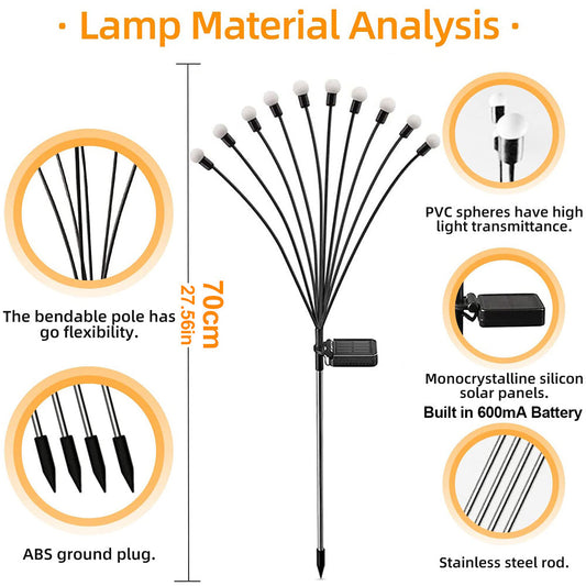 Solar Garden Lights 6 8 10 Bulbs 2 Pack for Lawn Yard and Patio
