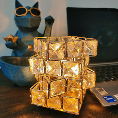 Crystal Night Light Table Lamp for Bedroom Nightstand and Desk view 3