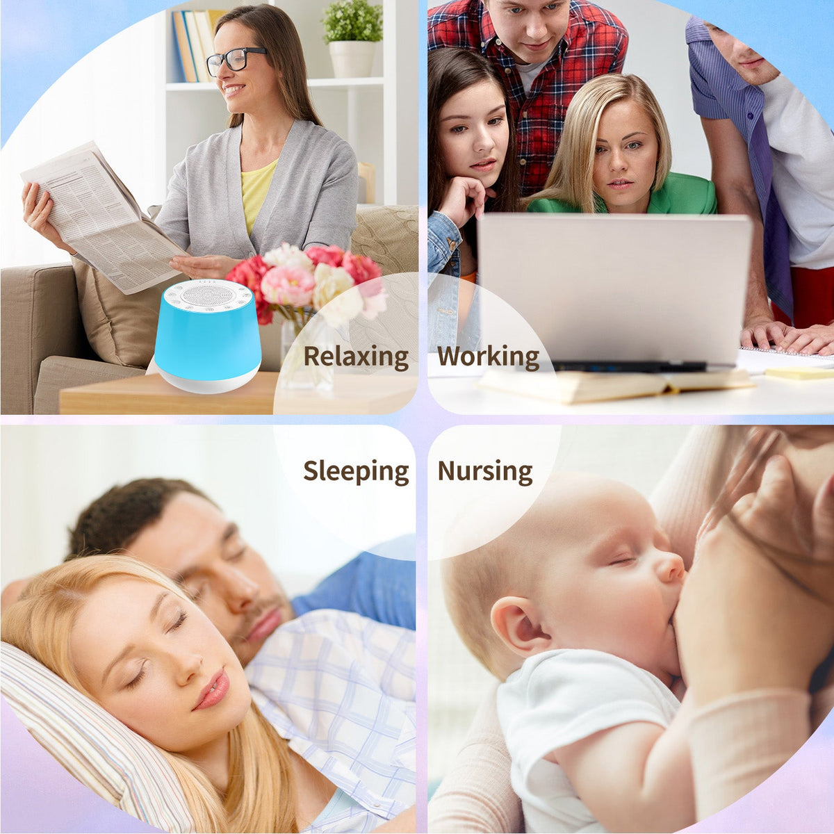 Multicolor Noise Machine with 32 Soothing Sounds Night Light view 3
