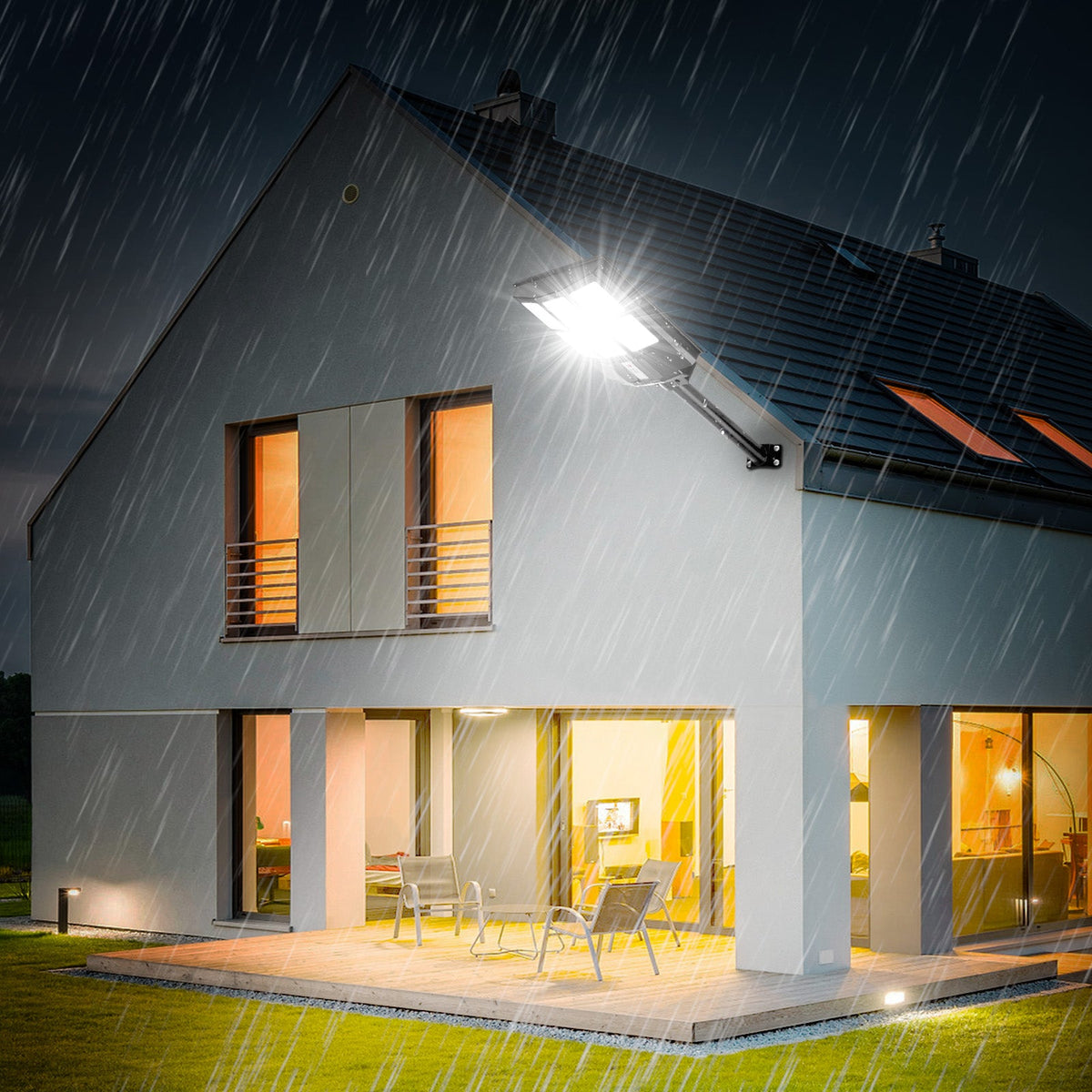 LED Motion Sensor Solar Parking Lot Light Dusk to Dawn for Garden Yard