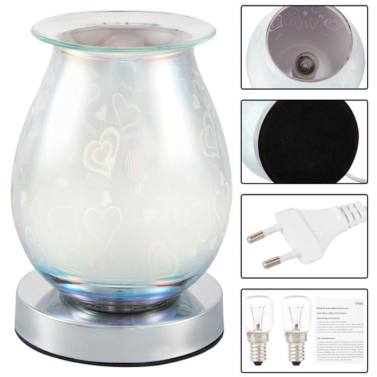Electric Wax Melter Dimmable 3D Glass Heart Candle for Home Fragrance