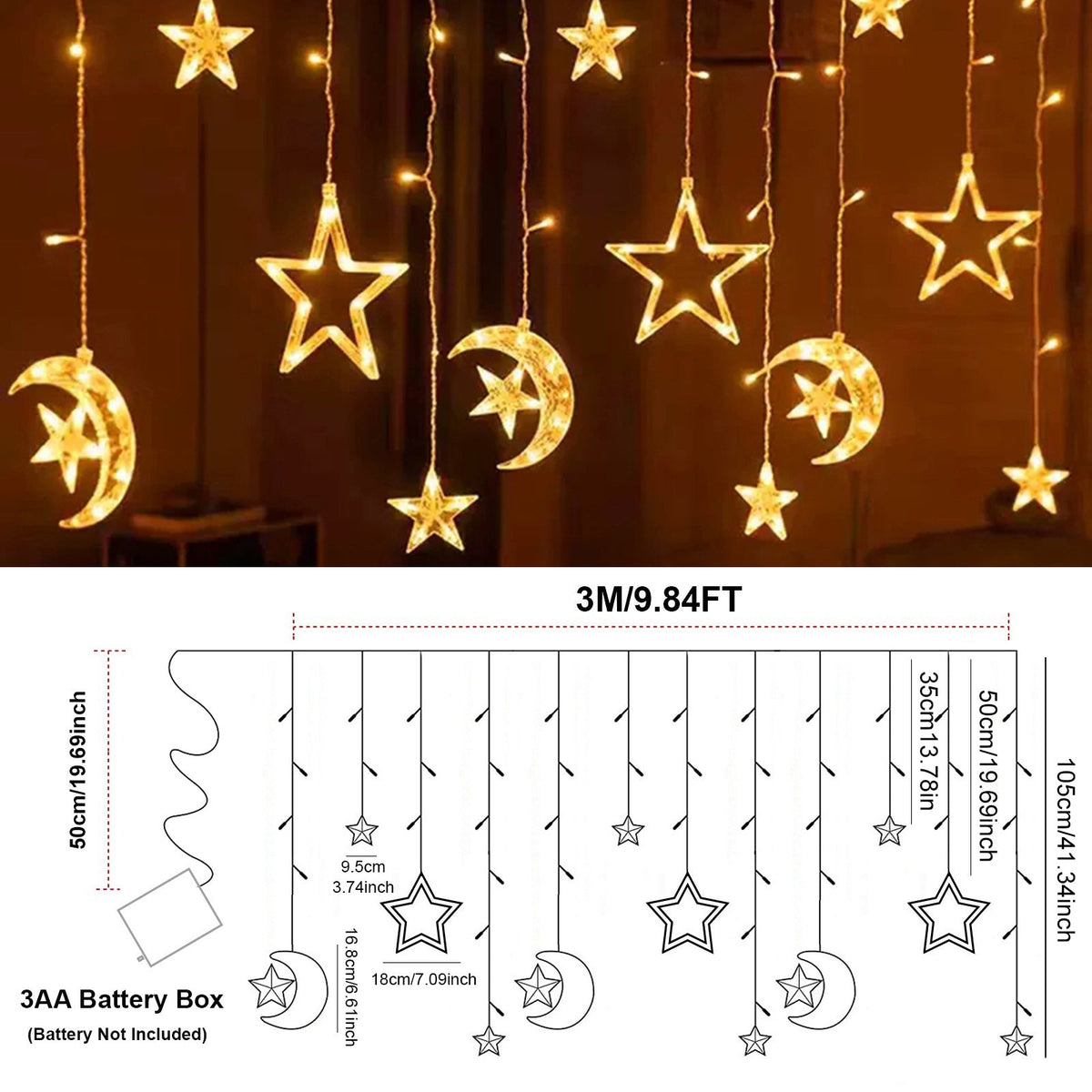 LED Curtain Icicle String Light 3M 126LEDs for Window and Party Decor view 6