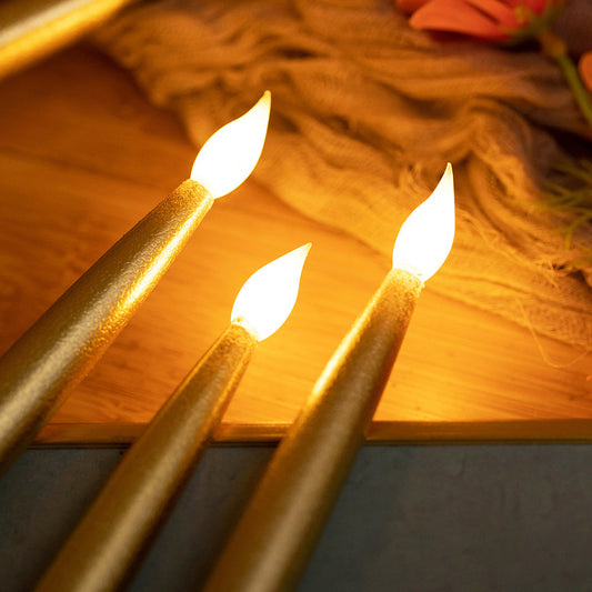 Gold Flameless LED Taper Candle Light for Home Table and Party Decor