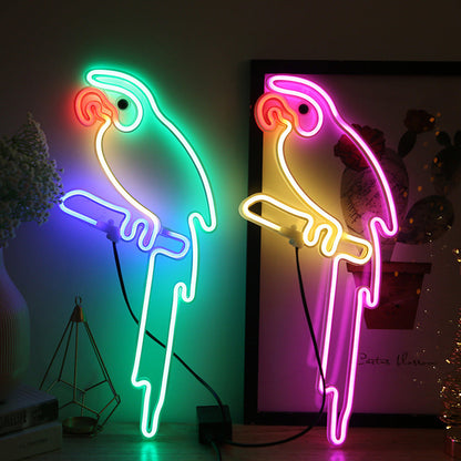 Parrot LED Neon Light Sign for Bedroom Bar Shop and Wall Decor