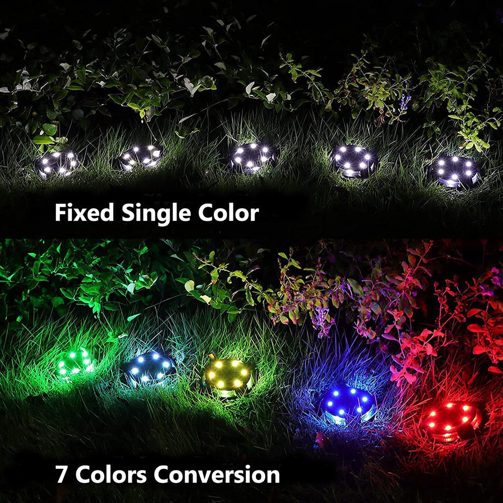 Outdoor Solar Garden 10 LED Disk Lights for Lawn Yard and Patio