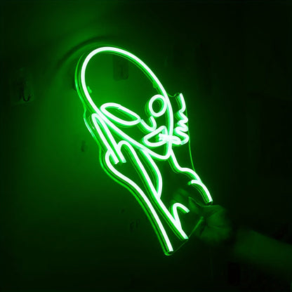 LED Green Alien Neon Signs for Bedroom Game Room and Wall Decor view 4