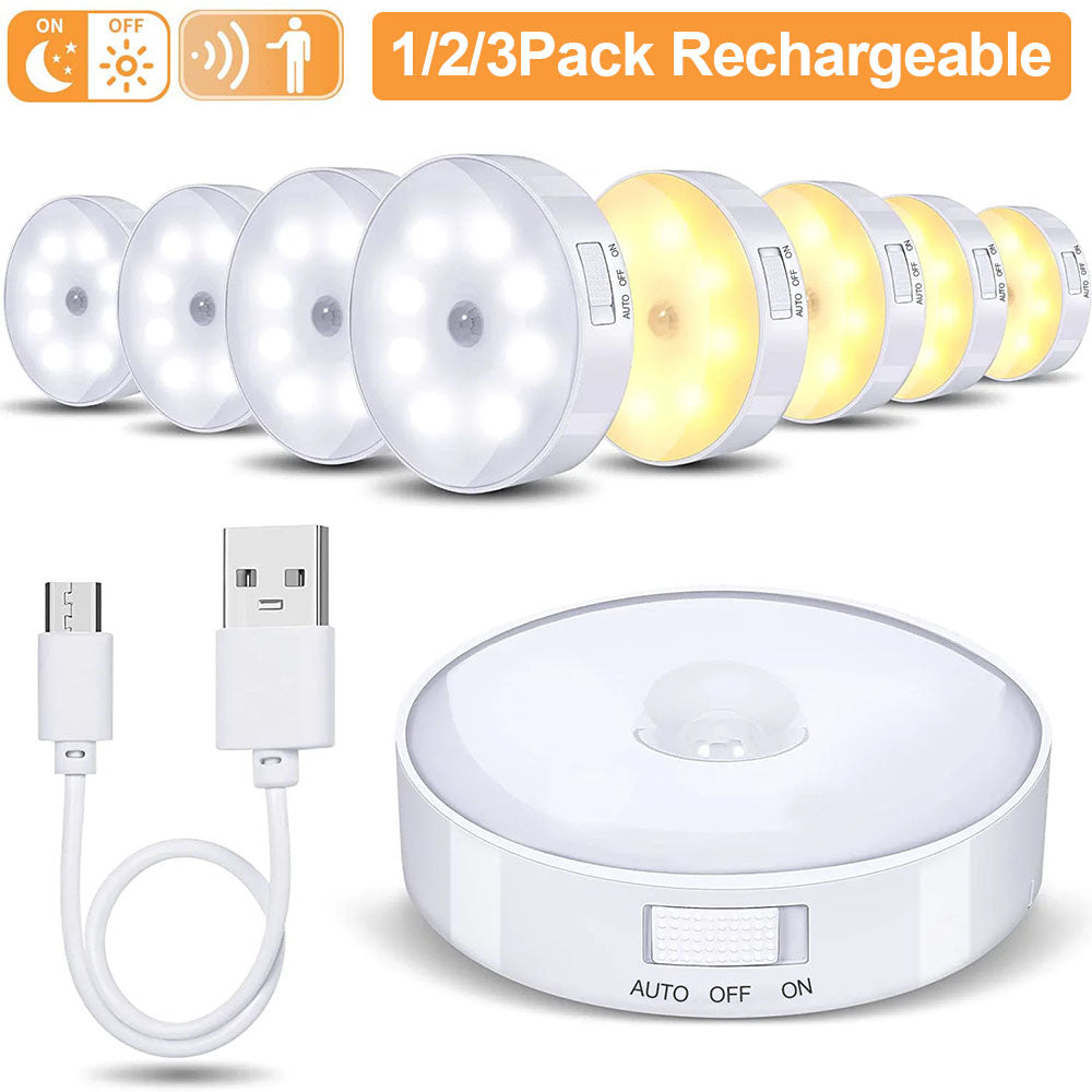 Rechargeable PIR Motion Sensor Light for Closet Stairs and Hallway