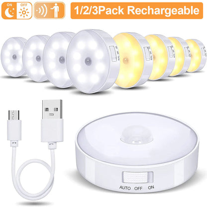 Rechargeable PIR Motion Sensor Light for Closet Stairs and Hallway
