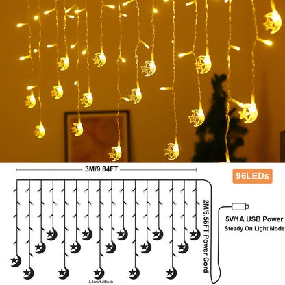 LED Curtain Icicle String Light 3M 96LEDs for Window and Party Decor view 10