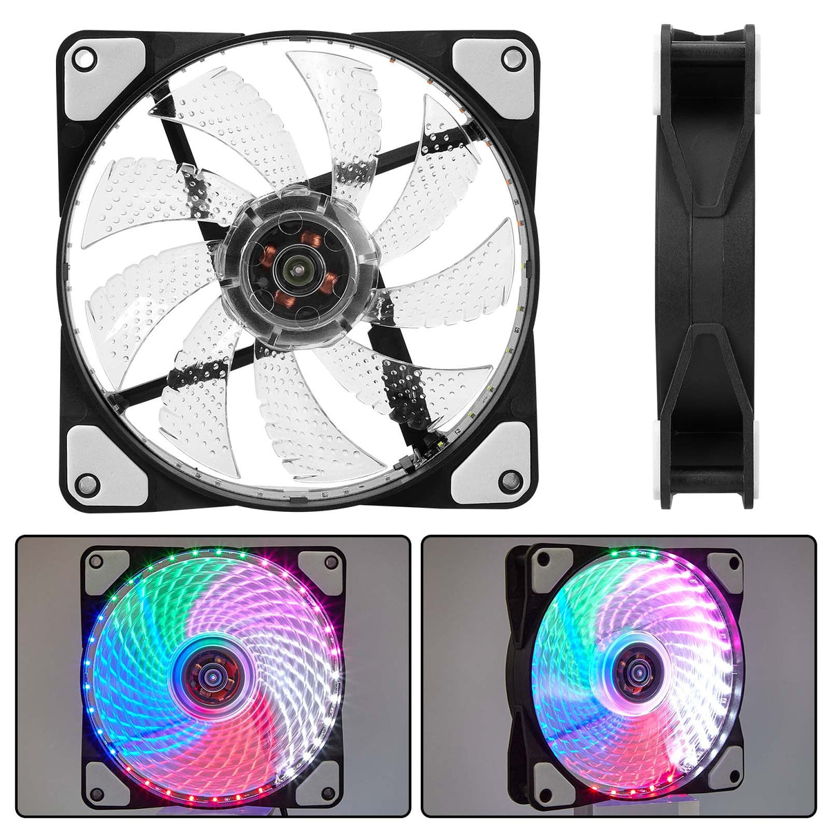 LED Computer Cooling Fan for Gaming PC Case Cooling and Lighting view 3