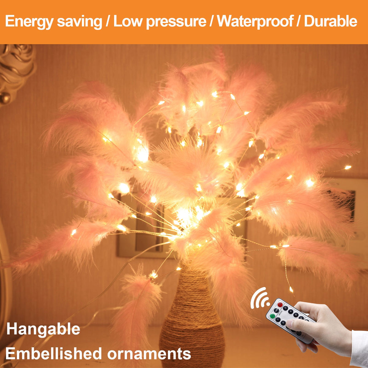 Feather Starburst String Lights for Bedroom Party and Wedding Decor
