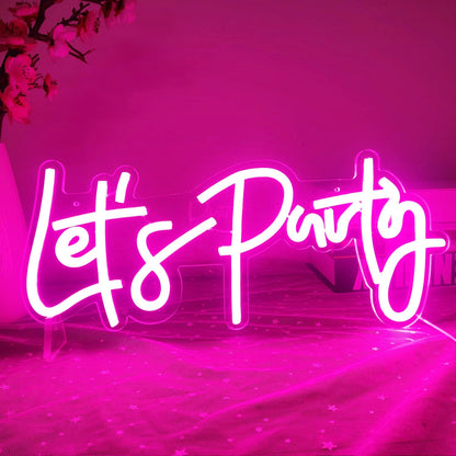 LED Neon Light Sign Let's Party for Bar Game Room and Wall Decor view 3