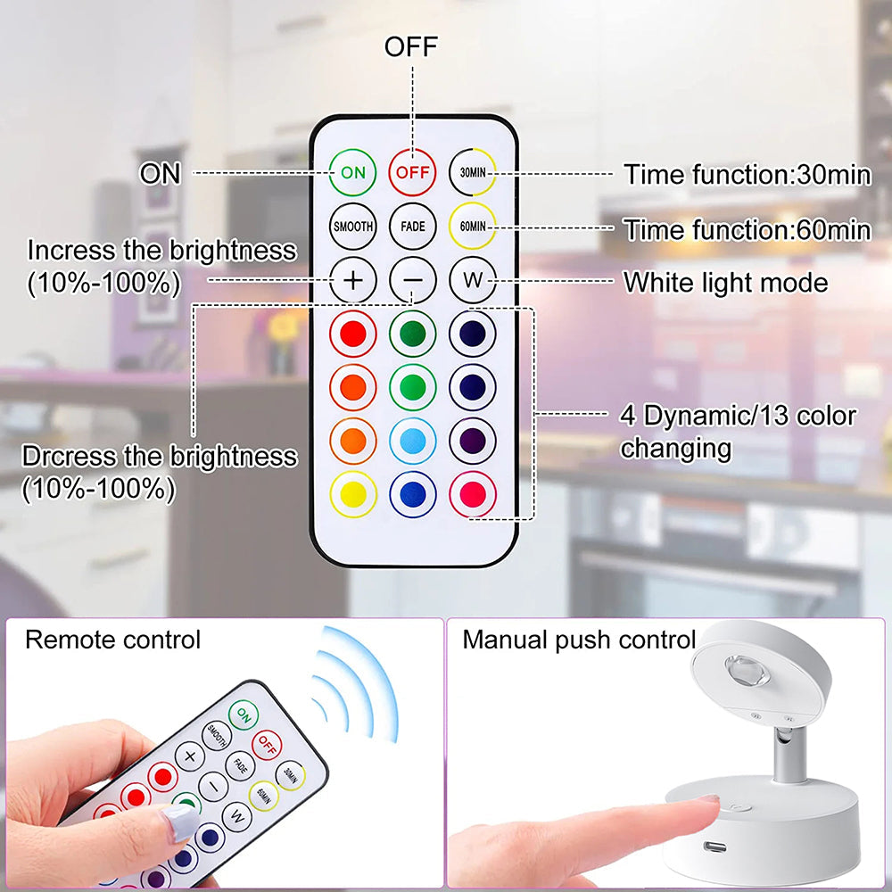Wireless RGB Remote Control Spotlight for Accent Lighting and Decor view 3
