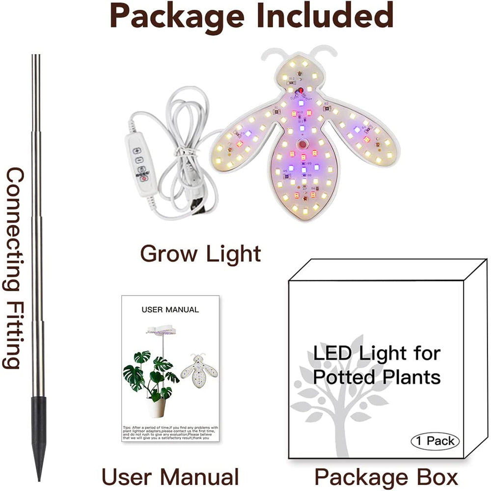 Cute Bee Shape LED Grow Lights for Indoor Plants Seedlings and Herbs view 3