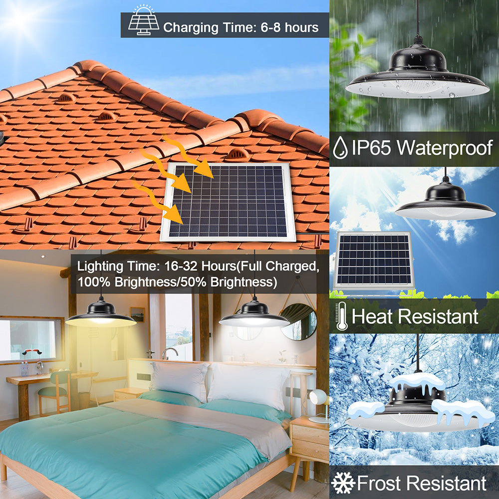 Remote Control Solar Pendant High Bay Light for Garden Yard and Patio view 3