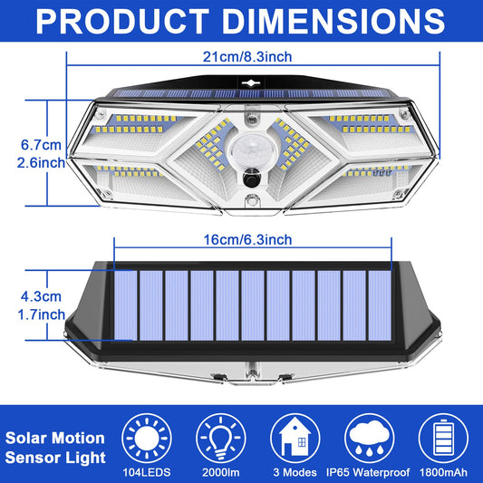 Outdoor LED Solar Motion Sensor Wall Lights for Garden Yard and Patio