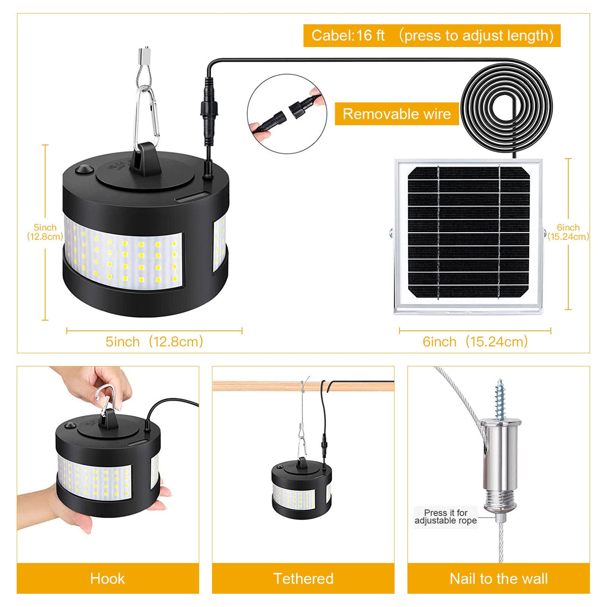 160 LED Outdoor Waterproof Solar Pendant Lights for Garden and Patio view 3